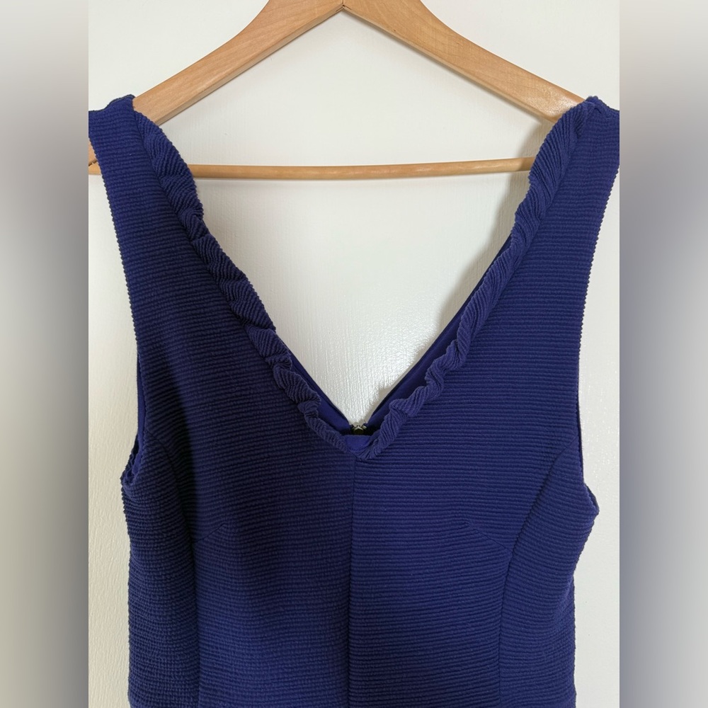 🆕 Maeve Anthropologie Ottoman Ribbed Ruffle Trim Sheath Dress Vintage Boho Chic - Picture 6 of 11